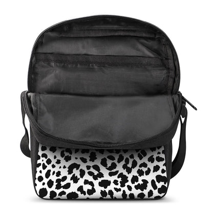 Black And White Jaguar Pattern Print Rectangular Crossbody Bag