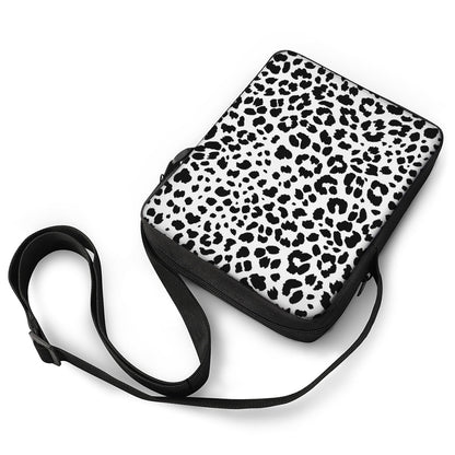 Black And White Jaguar Pattern Print Rectangular Crossbody Bag