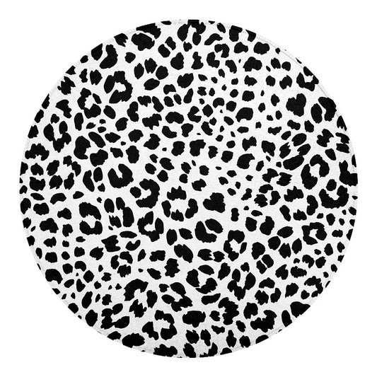 Black And White Jaguar Pattern Print Round Blanket