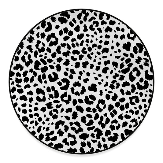 Black And White Jaguar Pattern Print Round Floor Mat