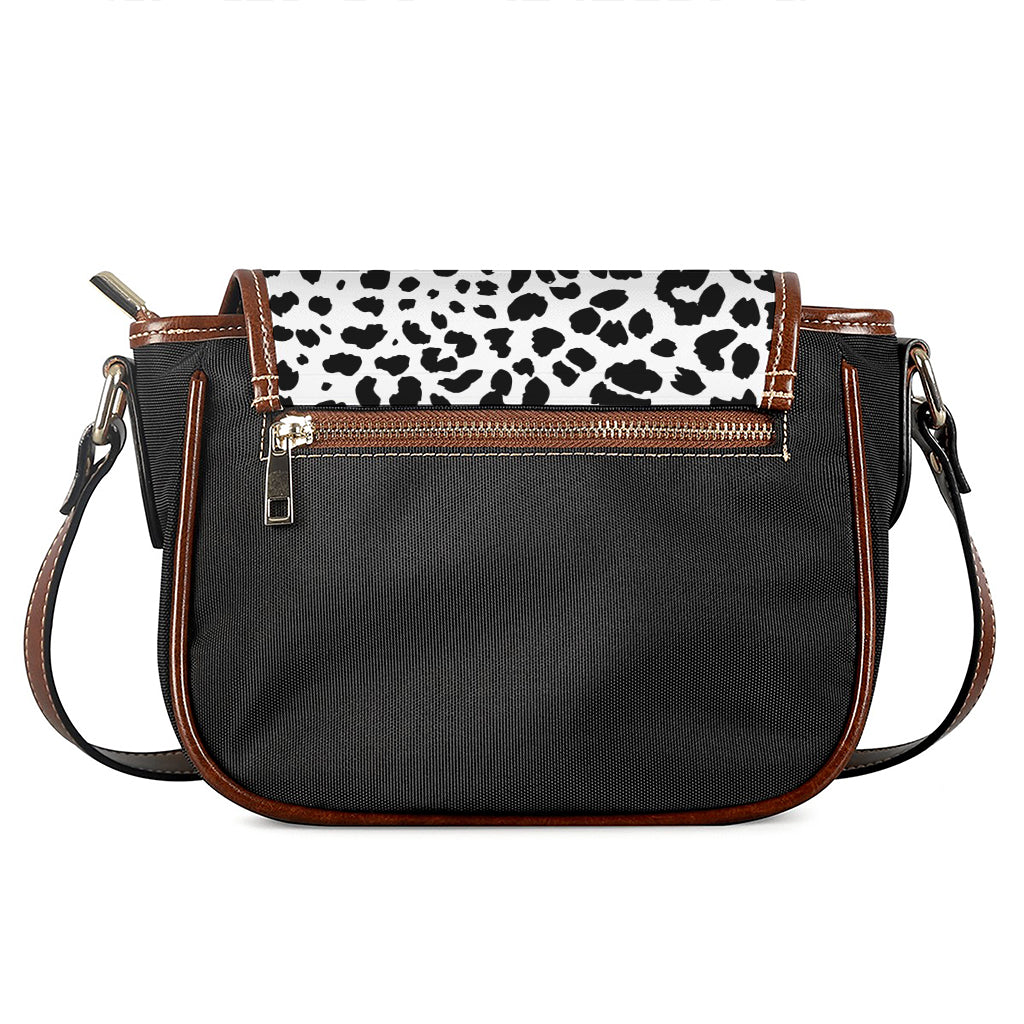 Black And White Jaguar Pattern Print Saddle Bag