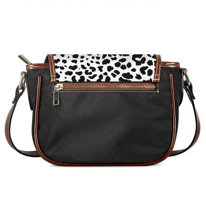 Black And White Jaguar Pattern Print Saddle Bag