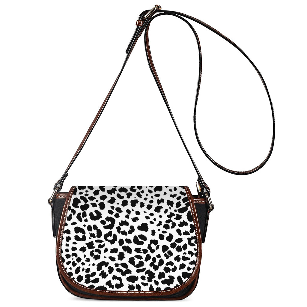Black And White Jaguar Pattern Print Saddle Bag