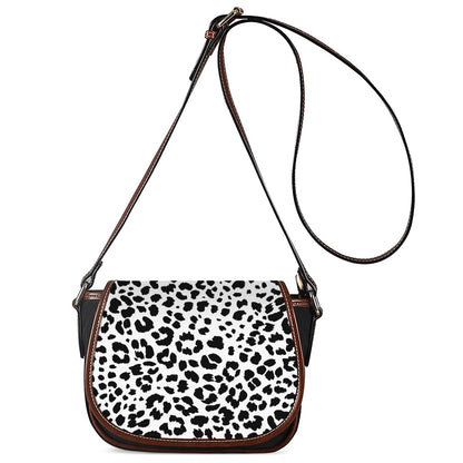 Black And White Jaguar Pattern Print Saddle Bag