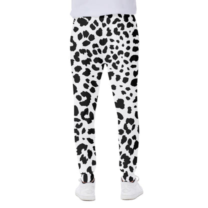 Black And White Jaguar Pattern Print Scuba Joggers
