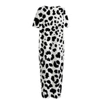 Black And White Jaguar Pattern Print Short Sleeve Long Nightdress