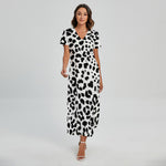 Black And White Jaguar Pattern Print Short Sleeve Maxi Dress