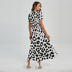 Black And White Jaguar Pattern Print Short Sleeve Maxi Dress