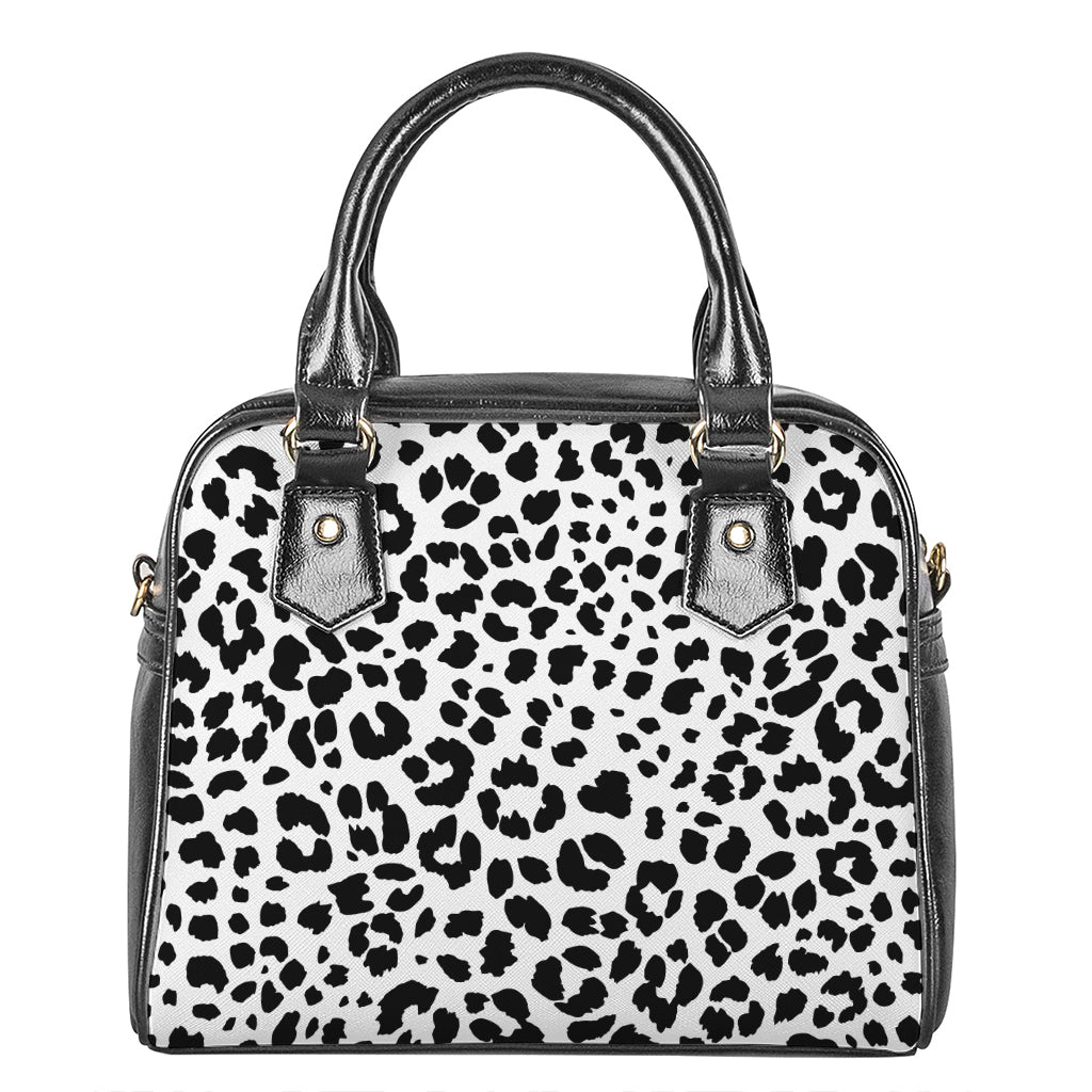 Black And White Jaguar Pattern Print Shoulder Handbag