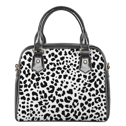 Black And White Jaguar Pattern Print Shoulder Handbag