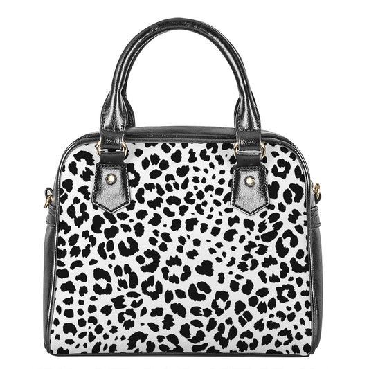 Black And White Jaguar Pattern Print Shoulder Handbag