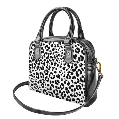 Black And White Jaguar Pattern Print Shoulder Handbag