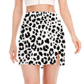 Black And White Jaguar Pattern Print Side Slit Mini Skirt