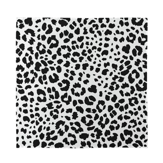 Black And White Jaguar Pattern Print Silk Bandana