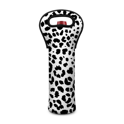 Black And White Jaguar Pattern Print Single Neoprene Wine Tote