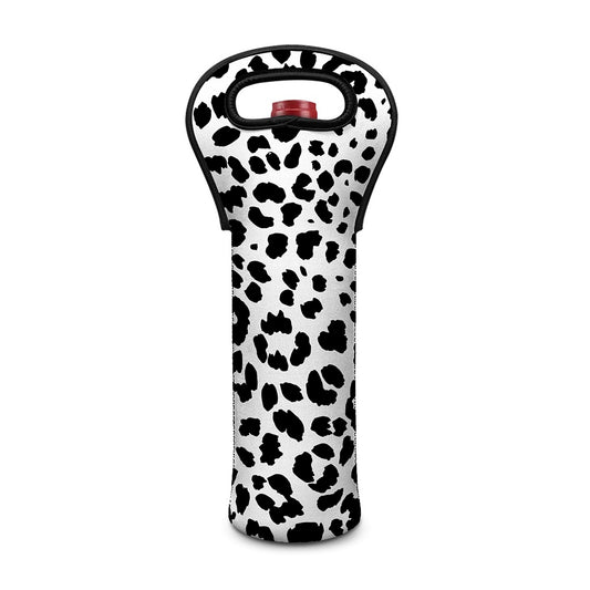 Black And White Jaguar Pattern Print Single Neoprene Wine Tote