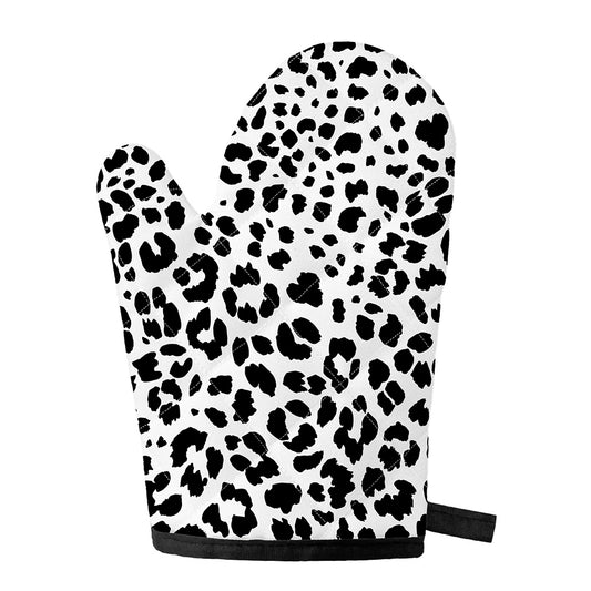 Black And White Jaguar Pattern Print Single Oven Mitt