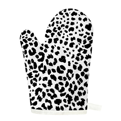 Black And White Jaguar Pattern Print Single Oven Mitt