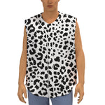 Black And White Jaguar Pattern Print Sleeveless Baseball Jersey