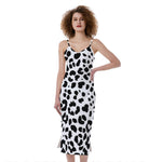 Black And White Jaguar Pattern Print Slim Fit Midi Cami Dress