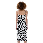 Black And White Jaguar Pattern Print Slim Fit Midi Cami Dress