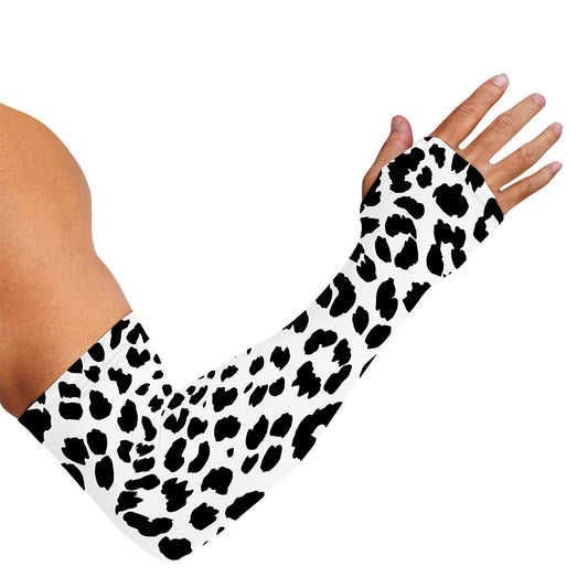 Black And White Jaguar Pattern Print Sun Protection Arm Sleeves
