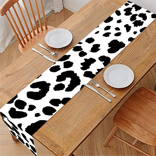 Black And White Jaguar Pattern Print Table Runner