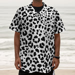 Black And White Jaguar Pattern Print Textured Short Sleeve Shirt