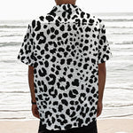 Black And White Jaguar Pattern Print Textured Short Sleeve Shirt