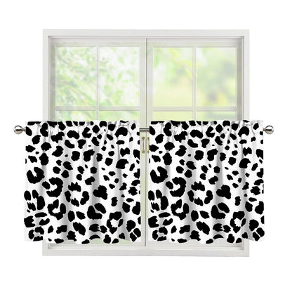 Black And White Jaguar Pattern Print Tier Curtains