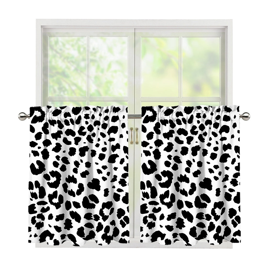 Black And White Jaguar Pattern Print Tier Curtains