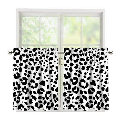 Black And White Jaguar Pattern Print Tier Curtains