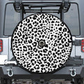 Black And White Jaguar Pattern Print Tire Cover With Camera Hole