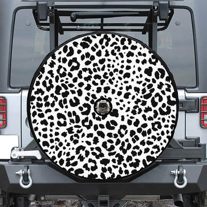 Black And White Jaguar Pattern Print Tire Cover With Camera Hole