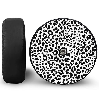 Black And White Jaguar Pattern Print Tire Cover With Camera Hole
