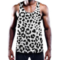 Black And White Jaguar Pattern Print Men's Workout Tank Top