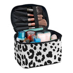Black And White Jaguar Pattern Print Travel Makeup Bag
