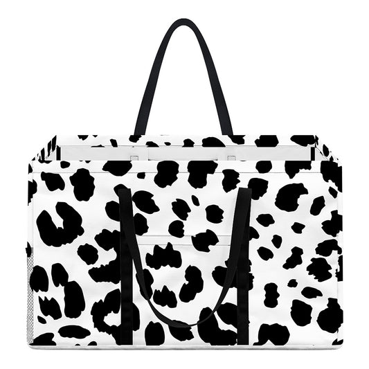Black And White Jaguar Pattern Print Utility Tote Bag