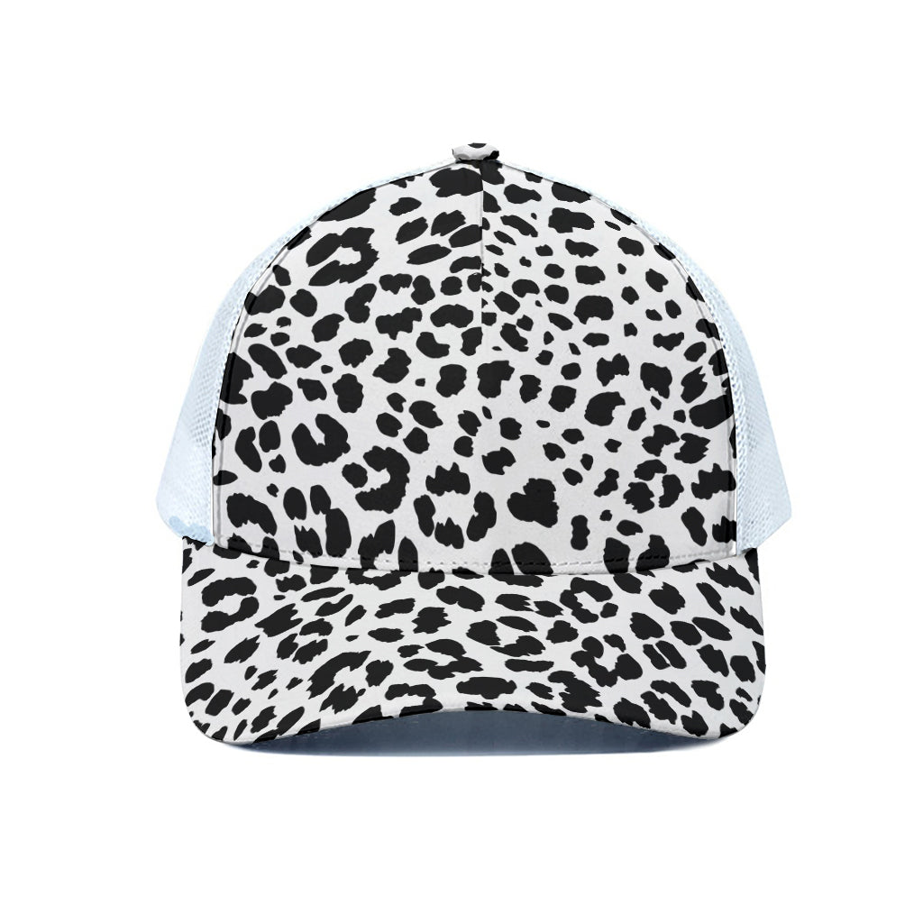 Black And White Jaguar Pattern Print White Mesh Trucker Cap