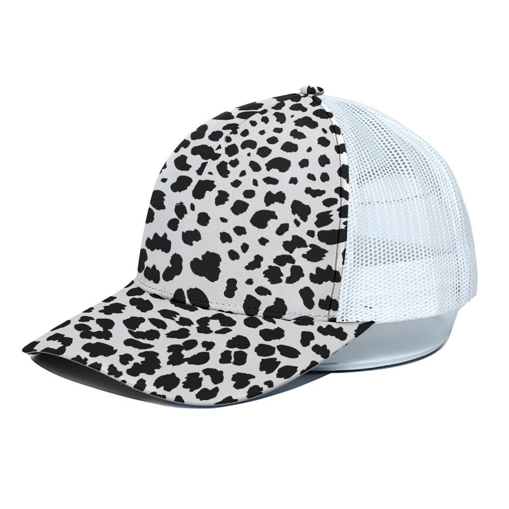 Black And White Jaguar Pattern Print White Mesh Trucker Cap