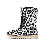 Black And White Jaguar Pattern Print Winter Boots