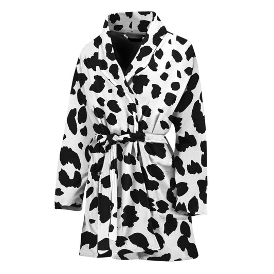 Black And White Jaguar Pattern Print Women's Bathrobe
