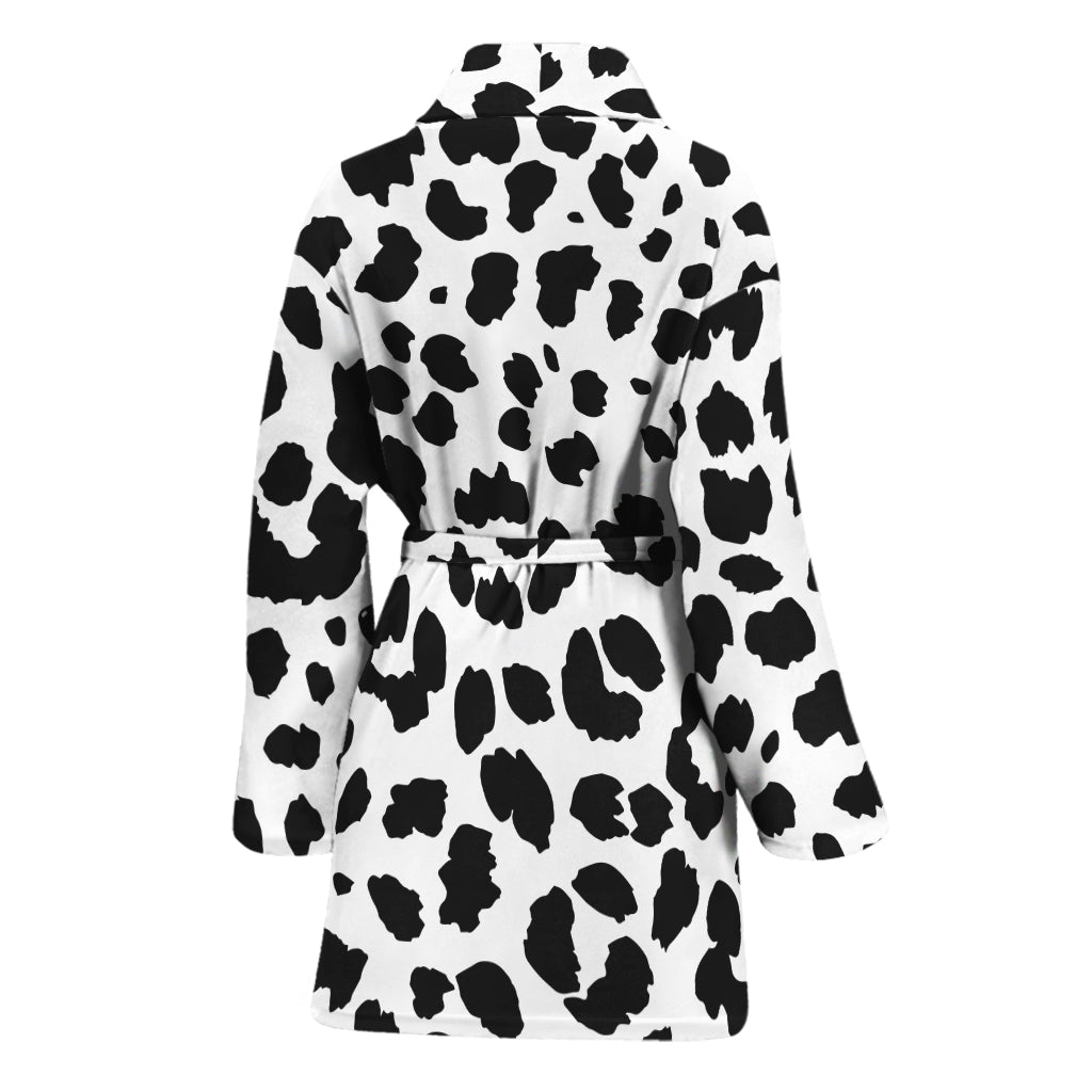 Black And White Jaguar Pattern Print Women's Bathrobe