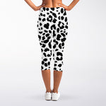 Black And White Jaguar Pattern Print Women's Capri Leggings