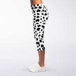 Black And White Jaguar Pattern Print Women's Capri Leggings