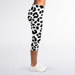 Black And White Jaguar Pattern Print Women's Capri Leggings