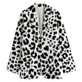 Black And White Jaguar Pattern Print Women's Cotton Blazer