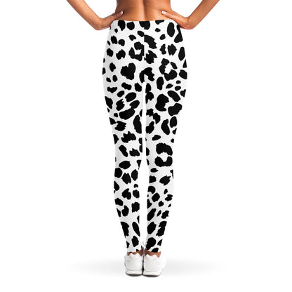 Black And White Jaguar Pattern Print Women's Leggings