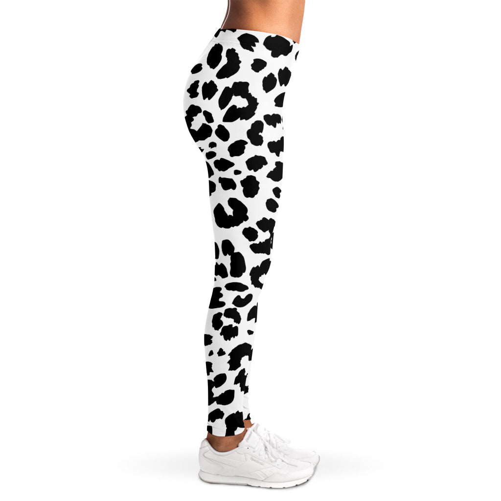 Black And White Jaguar Pattern Print Women's Leggings