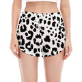 Black And White Jaguar Pattern Print Women's Split Running Shorts